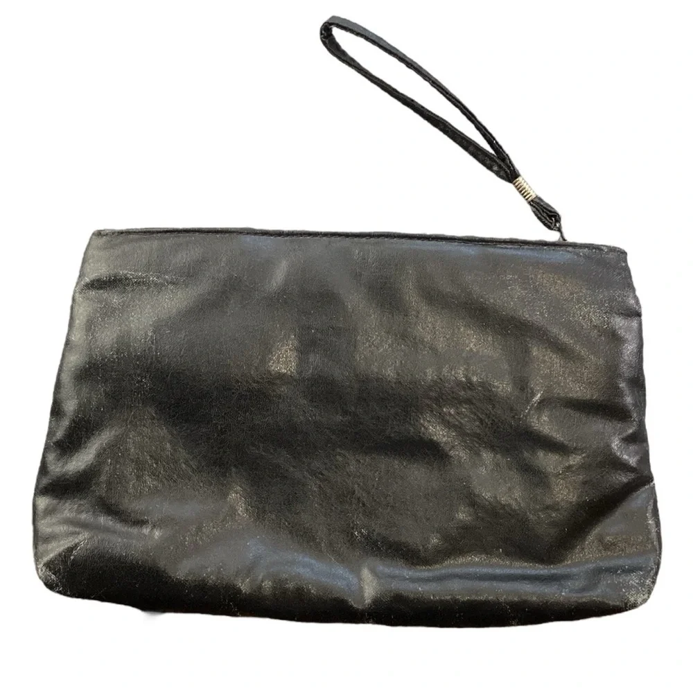 Vintage Soft Supple Leather Clutch Wristlet with‎ Bow
